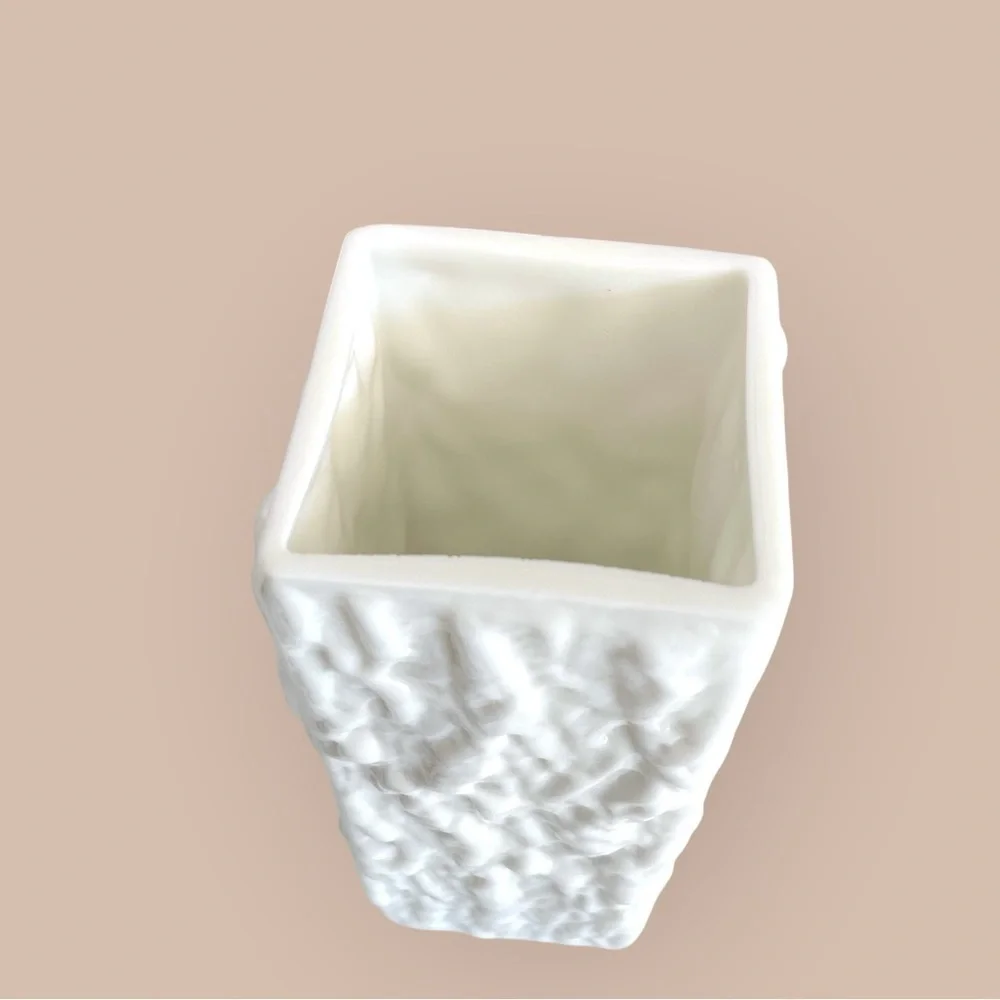 Vintage White INGRID GLASS Design Glass Vase West Germany